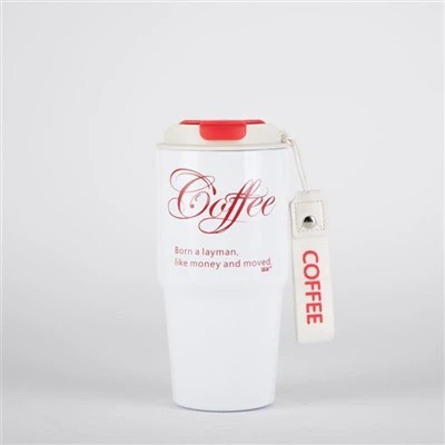 Cangkir Kopi Stainless Steel Dengan Keramik Di Dalam Cangkir Kopi Dengan Pegangan